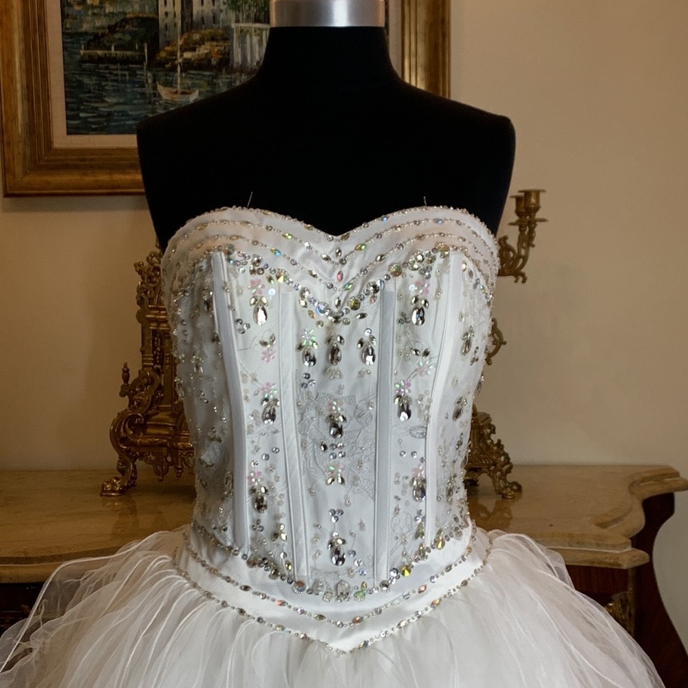 Women’s formal rhinestone Quinceanera ball gown pageant wedding prom dress - Picture 3 of 6
